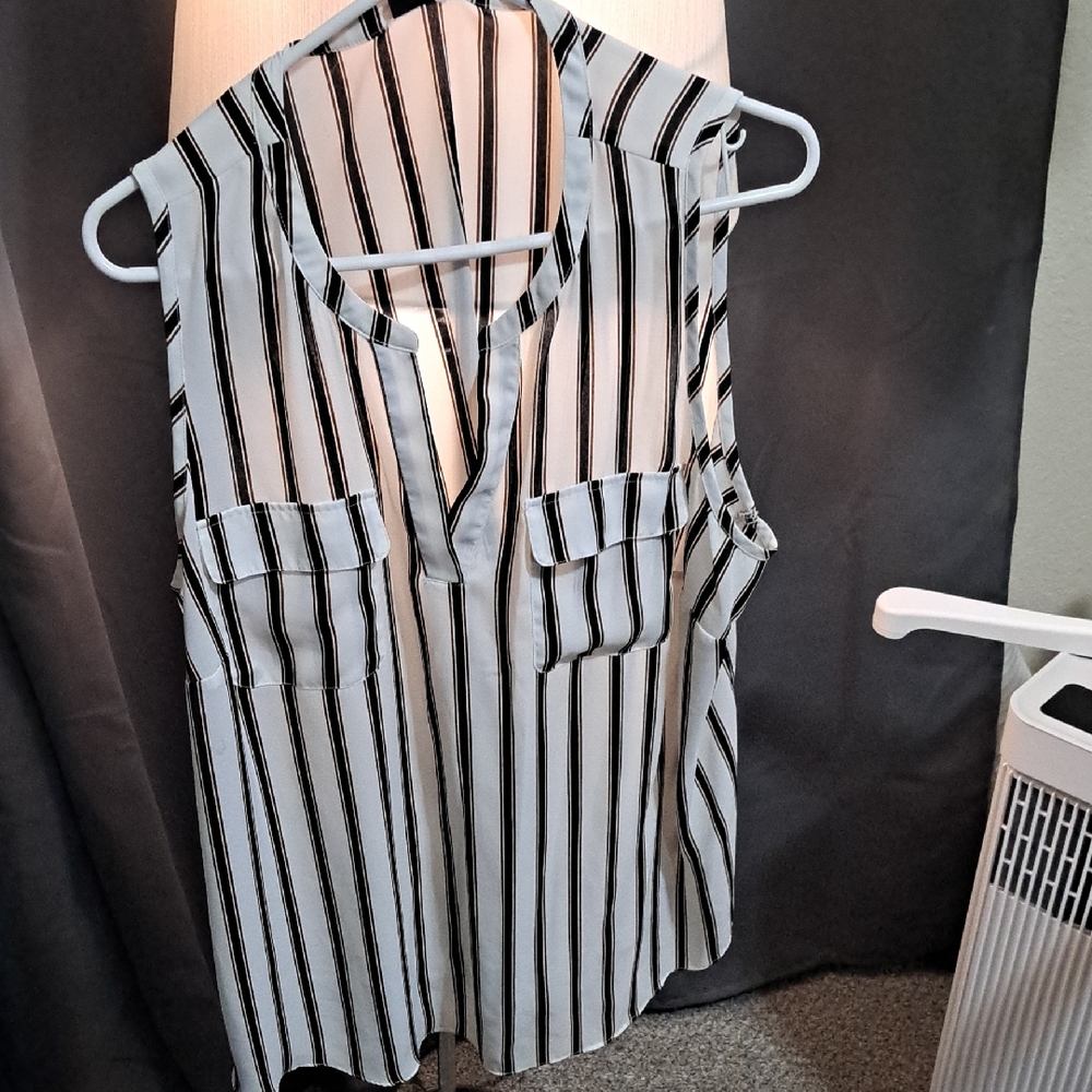 Worthington Black and White Striped Blouse